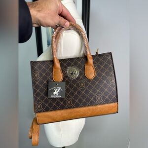 Beverly Hills Polo Club Women's Crossbody Tote Bag Handbag Brown Vegan Friendly